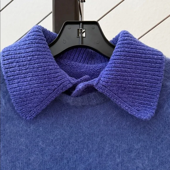 Loewe Mohair Polo Sweater Blue Size S - Picture 3 of 15